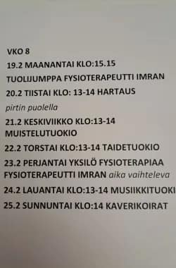 Helmikuun tapahtumakalenteri vko 8